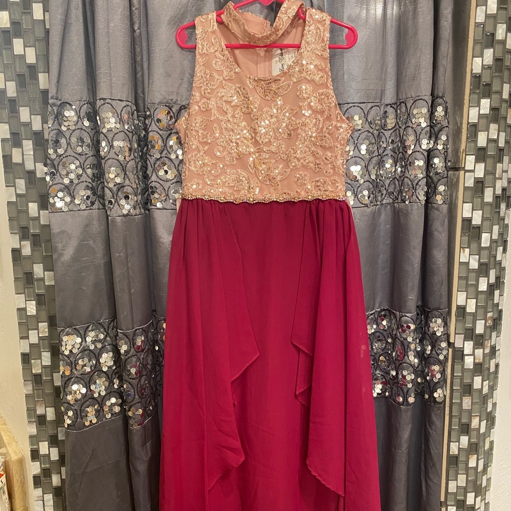 Rare Editions high low beaded dress 8